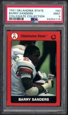 1991 OKLAHOMA STATE COLLEGIATE COLLECTION #83 BARRY SANDERS PSA 9 MINT #59254119 - Image 1 of 2