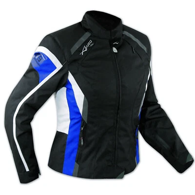 Jacke Textil Damen Motorrad Racing CE Protektoren Thermofutter Weiß Blau - Bild 1 von 3