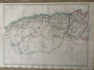 1863 Algeria Tunisia Original Antique Hand Coloured Weekly Dispatch Map - Picture 1 of 3