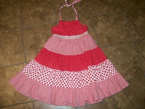 Ricrac and Ruffles Red Dot Checks Sun Dress Size 10 - Picture 1 of 5