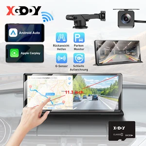 XGODY 4K 11.3 inch Touch Dash Camera Cam Carplay Android Auto Dual Car Recorder - Picture 1 of 14