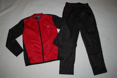 Chicos 2 PIEZAS Traje de Pista CHAQUETA ROJA Y NEGRA Cremallera Frontal PANTALONES DEPORTIVOS Bolsillos S M L XL Foto 1 de 2