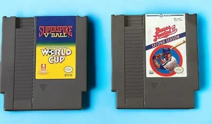 Nintendo NES Videospiele Bases Loaded 11 & World Cup / Superspike V Ball getestet - Bild 1 von 3