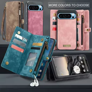 For Google Pixel 9 Pro XL 9/ 9 Pro Leather Case w/Detachable Zipper Card Wallet - Picture 1 of 18