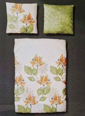 4tlg Feinbiber Biber Baumwolle Bettwäsche Set Bettbezug 155x220 80x80 Weiß Grün - Bild 1 von 2