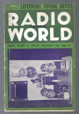 1937 APRIL Radio World magazine  cover separated - Image 1 of 3