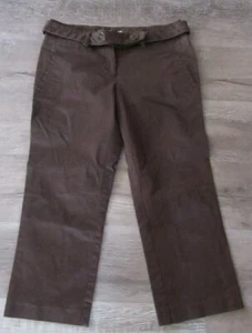Yvos stretch cropped Capri Pants brown with matching belt size 8 - Picture 1 of 4