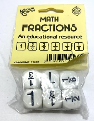 Juego de 6 dados Koplow Games fracciones matemáticas nuevo en paquete #99-HDR67 Foto 1 de 2