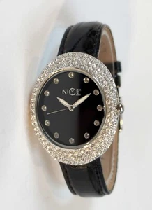 Nice Italy Women's Silver-Tone Crystal Italian Leather Strap Watch Near Mint - Picture 1 of 3