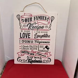 Our Family Recipe Live Edge Board Wooden Decor/Sign 16” tall x 12.5" wide - Picture 1 of 5