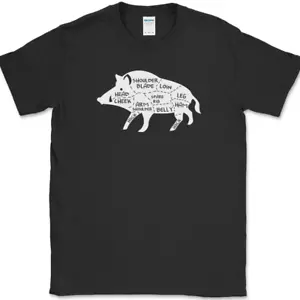 BOAR MEAT CUTS Butcher T-Shirt Funny BBQ Grilling Pig Bacon Gift Tee - Picture 1 of 10