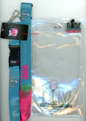 Super Bowl LIV Ticket Holder, Colorful Lanyard & Pin 54 NFL Miami 49ers Chiefs A Cover