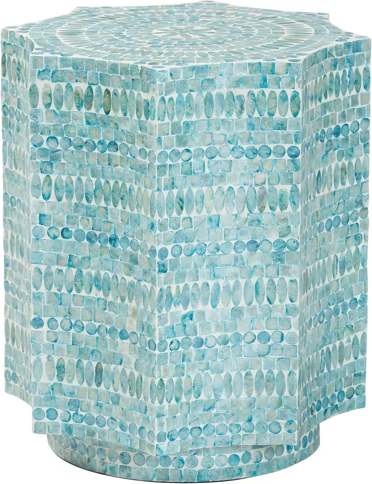 Baxton Studio Olesia Modern Bohemian Mosaic Teal Mother of Pearl End Table - Image 1 of 1