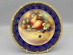 Plato de gabinete Paragon England pintado a mano frutas peras y grosellas negras firmado. - Imagen 1 de 4