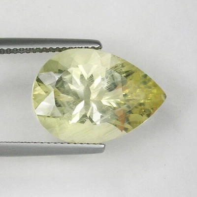9.53 ct  FANTASTIC - LIGHT YELLOW - NATURAL ANDESINE GEMS - Pear  4047 DL - Image 1 of 2