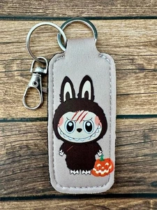 Lip Balm Holder Keychain Tan Pumpkin Monster Labu Halloween Birthday Favor RTS - Picture 1 of 1