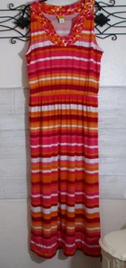 Ruby Rd. Maxi Dress Women's Size XL Multicolored Striped Sleeveless Round Neck - Picture 1 of 5