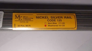 Micro Engineering 16-125 O Code 125 36'' Weathered Nickel Silver Rail (33 Pack) - Picture 1 of 1