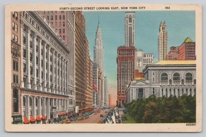 Forty Second Street Blick nach Osten New York City NY Postkarte Byant Park NY Bibliothek - Bild 1 von 2