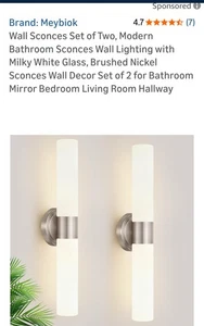 2x Modern Wall Sconce with Frosted Glass Shades for Bath Or ? - Picture 1 of 15