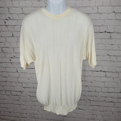 Муранский слоновой кости вязаный коротким рукавом легкий свитер сделано в Италии размер большой L - Изображение 1 из 4