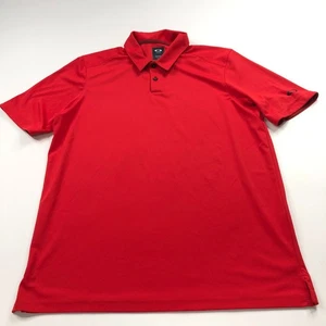 Oakley Medium Stretch Golf SS Stretch Button Polo Solid Shirt Red - Picture 1 of 7