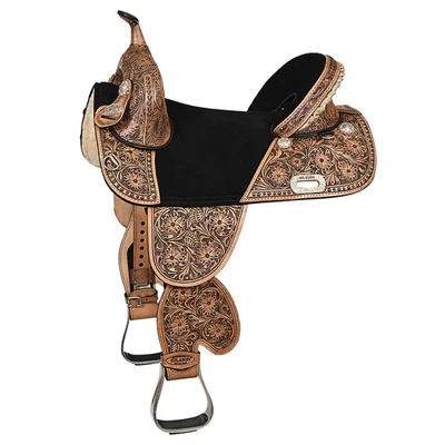 HILASON Western Horse Treeless Trail Barrel American Leather Saddle | for Horses - Image 1 of 4