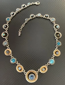 NEW Patricia Locke Silver / Bermuda ROLLER COASTER Crystal Necklace U.S.A. NWT - Picture 1 of 6