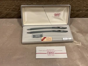 Vintage Cross Ballpoint Pen & Pencil Set 210105 Gray Made In USA - Picture 1 of 10