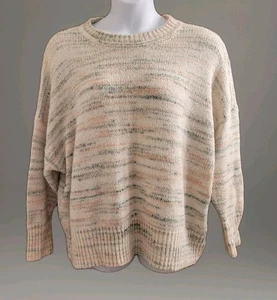  Übergröße Torrid Langarm weiß türkis hellkoralle flauschiger Pullover Größe 4X 26 - Bild 1 von 7