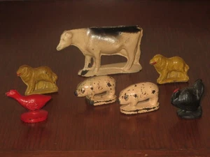 Vintage 1940's-50's AUB-RUBR Auburn Rubber Farm Cow, Sheep, Dogs & Goose - Picture 1 of 2