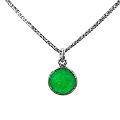 925 Sterling Silber Chopin Chain 1,2mm Halskette Runder 8 mm Edelstein-Anhänger - Bild 1 von 4