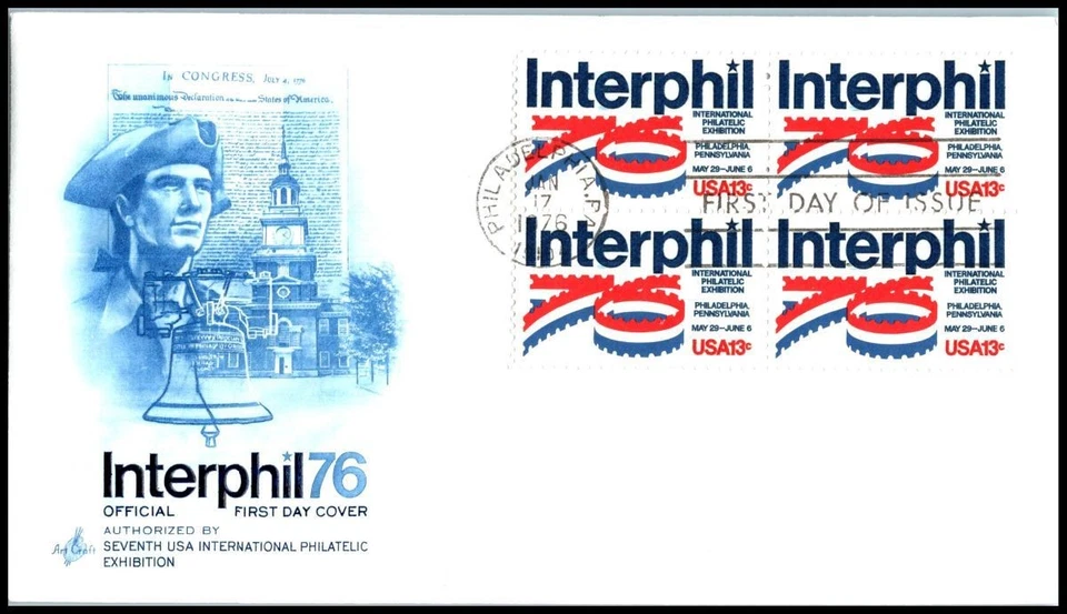 1976 Interphil Sc 1632 FDC ArtCraft cachet philately exhibition Philadelphia PA - Image 1 of 1