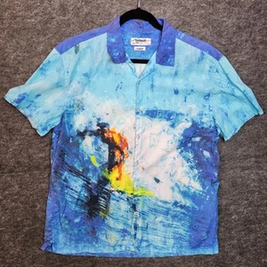 Desigual Para Hombres XXL Manga Corta Surfista Botón Verano Playa Azul Diseñador Hawaiano - Imagen 1 de 8