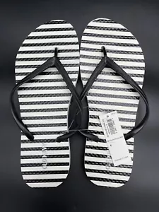 Women's OLD NAVY Size 6 Black/White Striped Flip Flops NWT - Picture 1 of 5