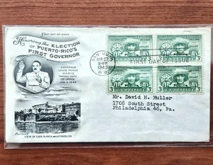 ELECCIONES Sello 1949 postal primer día cubierta FDC PUERTO RICO sello caché E18 - Imagen 1 de 9
