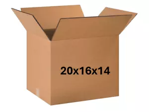 20" x 16" x 14" CARDBOARD BOX - 200 lb- SINGLE BOX - Picture 1 of 4