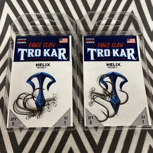 (2 Packs) Eagle Claw TroKar Helix Drop Shot Fishing Hook Black Chrome Size 1 - Picture 1 of 3