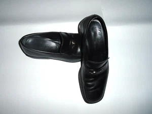 Salvatore Ferragamo Mens Black Signature Loafer Size 8 1/2 D Nero Kid Leather - Picture 1 of 6