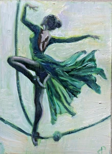 ACEO oil painting miniature Dora Pilssala fantasy woman figure Tightrope dancer - Picture 1 of 2