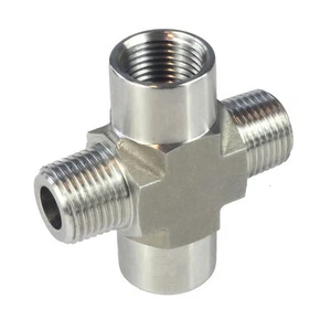 HFS (R) 1/2 "NPT Thread Fitting 4 Way Cross (M x F x M x F) Acero inoxidable 304 - Imagen 1 de 7