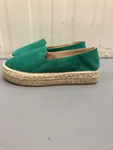 Marks & Spencer Real Suede Platform Espadrilles Shoes UK 7 EU 40.5 Green £40 - Picture 1 of 10