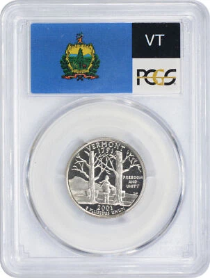 2001-S Flag Clad Vermont State Quarter VT PR70DCAM PCGS Proof 70 Deep Cameo - Image 1 of 2