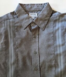 Haggar  Men's LT Golf Shirt Cool 18 Tec Large Tall Gray Short Sleeve Button