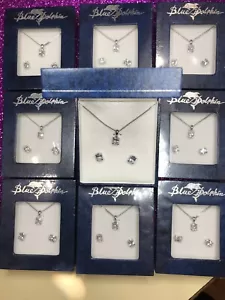 Bulk Lot 10 X Blue Dolphin Brand Crystal necklace earrings set New In Box - Picture 1 of 12
