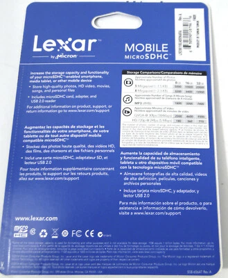 Lexar microSDHC Micro SD SDHC 16GB 16G Class 10 HIGH-SPEED Memory Card Plus Adap - Image 1 of 2