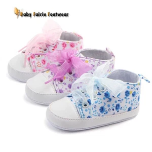 Infant Toddler Baby Girl Pink Blue Purple Canvas Fashion Shoes 0-18 Months 1 2 3 - Picture 1 of 7