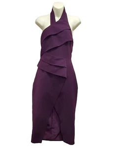 C/meo Collective Don'T Stop Crossover MIDI Dress Womens XS Aubergine Halter Neck - Picture 1 of 18