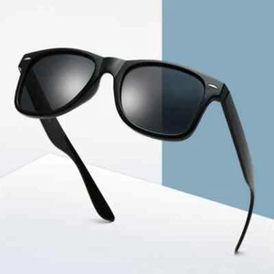 Occhiali da sole unisex quadrati polarizzati retrò montatura nera per guida uso antiriflesso - Foto 1 di 12