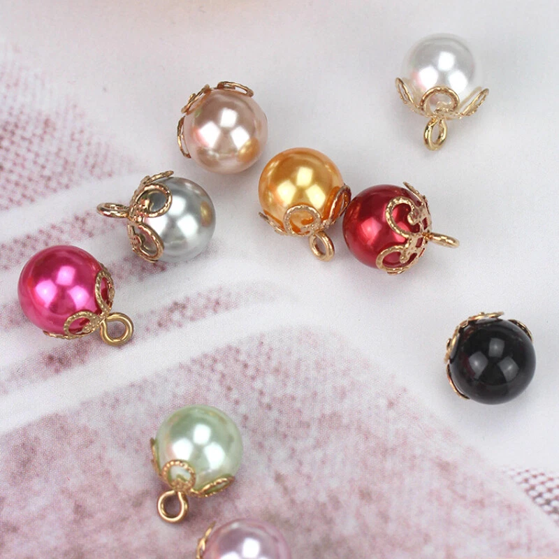 10Pcs Small Full Round Faux Pearl Ball Buttons for Wedding Sewing DIY Craft - Image 1 of 4